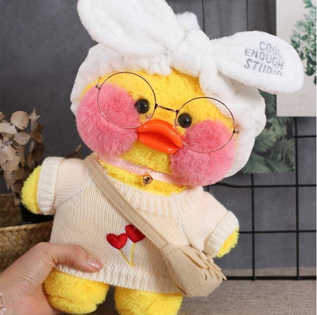 

Плюшевая Желтая Игрушка Уточка Лалафан Lalafanfan Duck 30см в белом