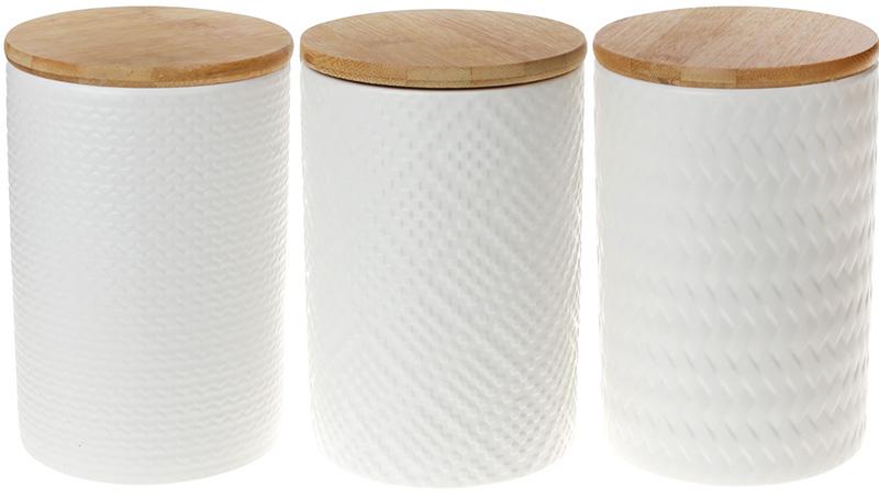 

Набор 3 керамические банки Modern White Style 800мл с бамбуковыми крышками (BD-304-932)