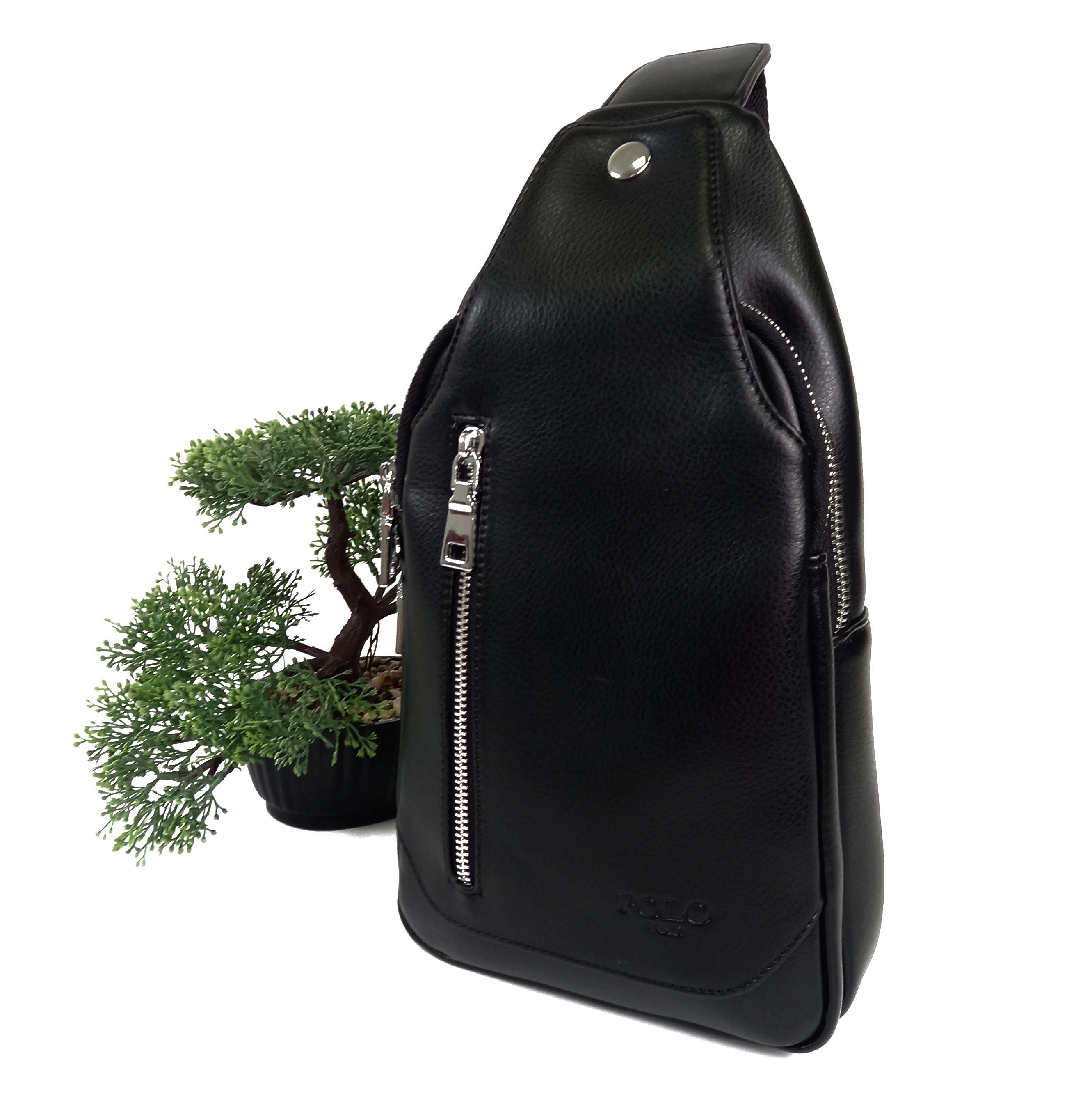 

Мужская сумка слинг через плечо POLO черный 1202 black