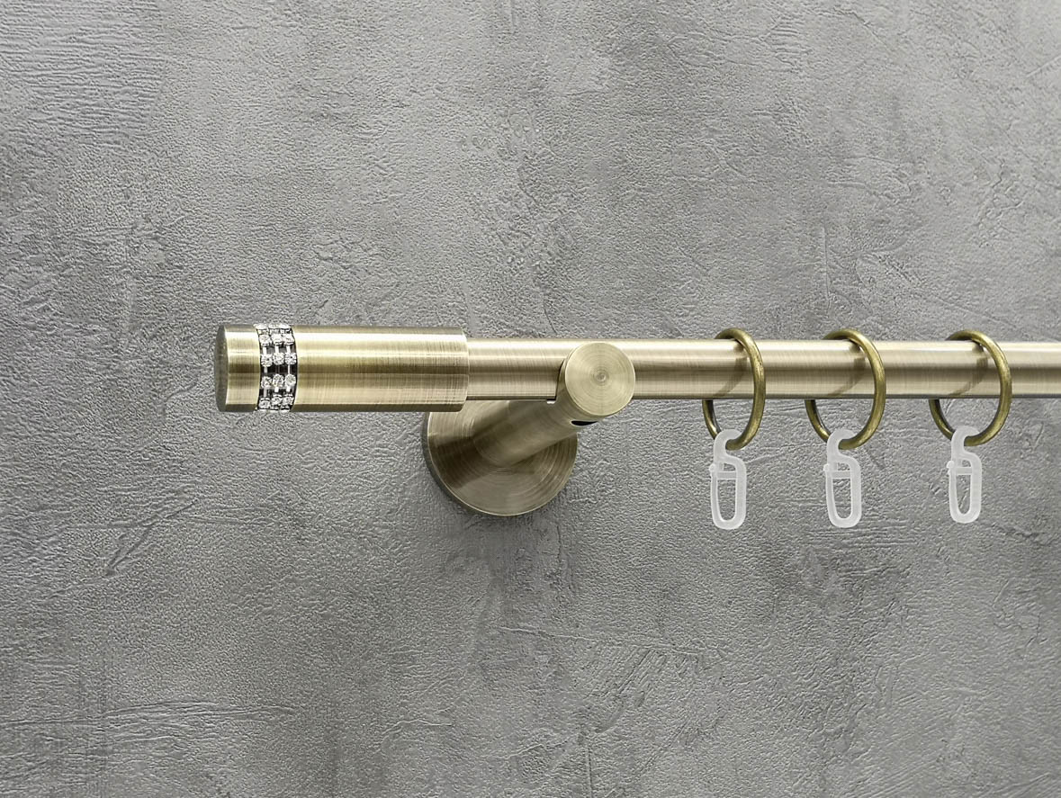 

Карниз Quadrum Хантос 200 см одинарный Антик универсальный 19 мм гладкая (кольца с крючками)