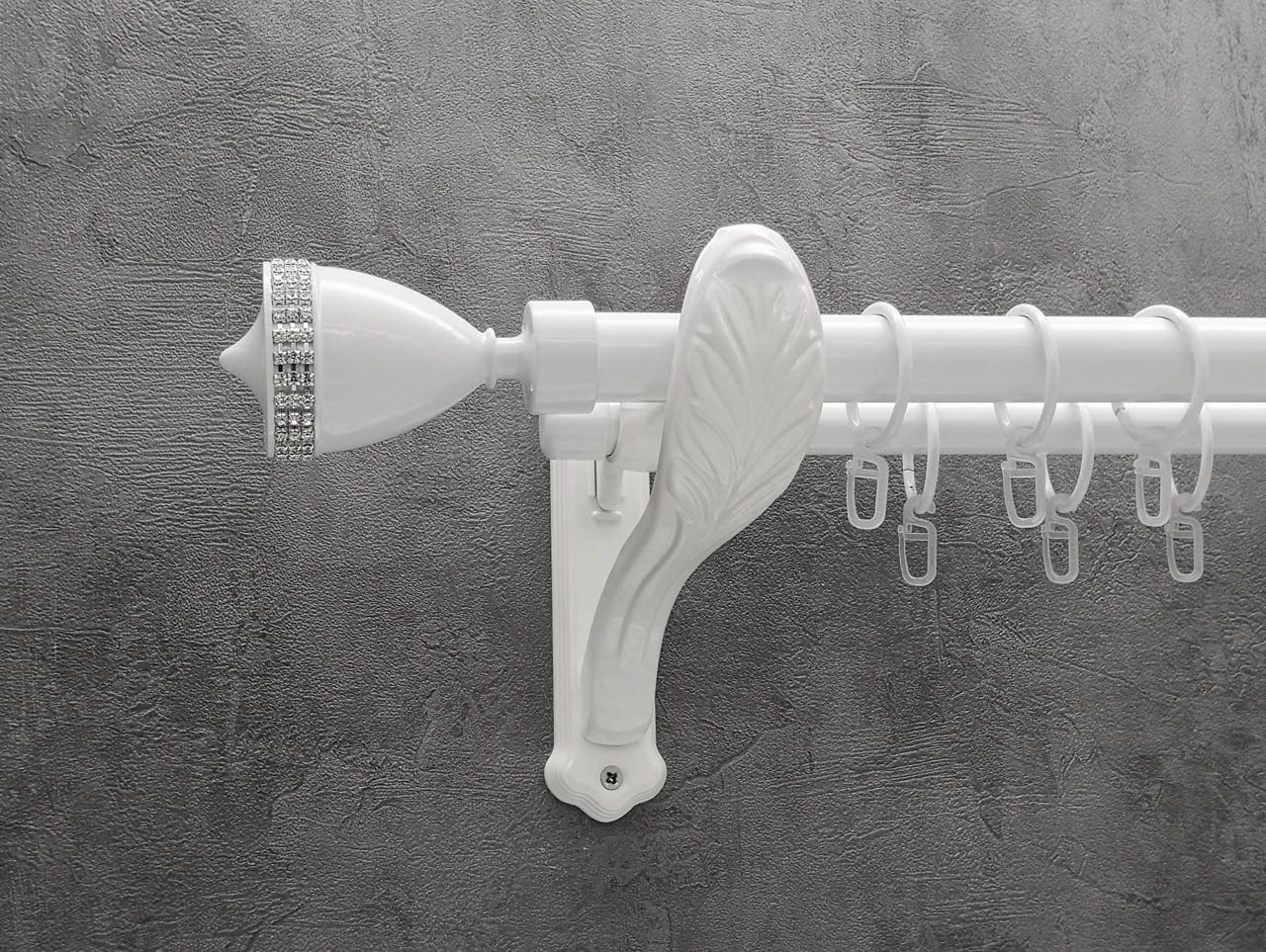 

Карниз Quadrum Етерния 320 см двойной Белый ретро 25/19 мм гладкая (кольца с крючками)