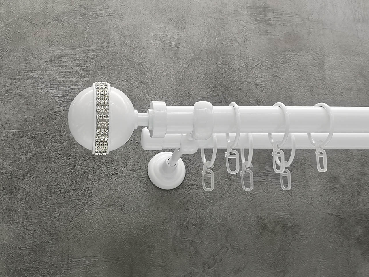 

Карниз Quadrum Авея 200 см двойной Белый открытый 25/19 мм гладкая (кольца с крючками)