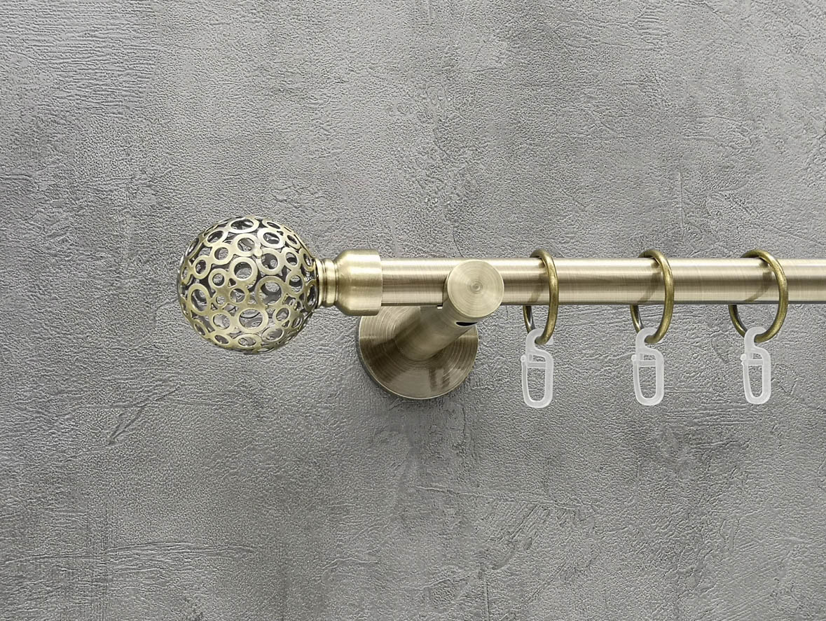 

Карниз Quadrum Савона 160 см одинарный Антик универсальный 19 мм гладкая (кольца с крючками)