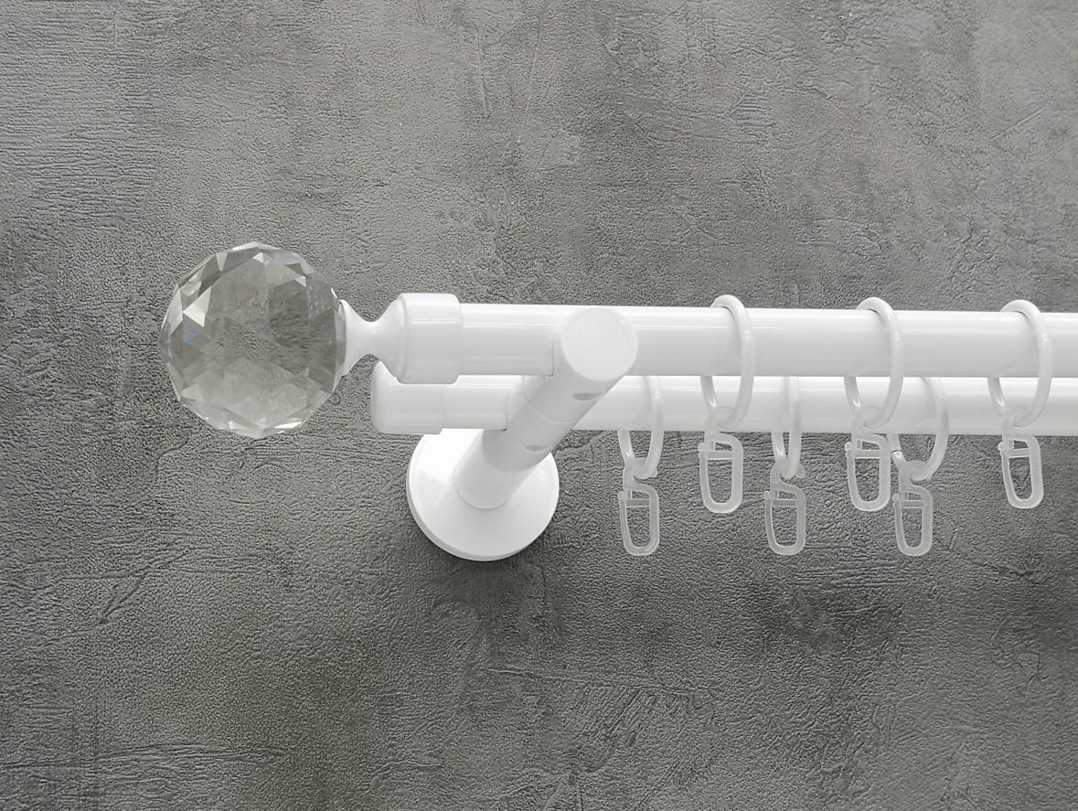 

Карниз Quadrum Люмиера 240 см двойной Белый универсальный 19/19 мм гладкая (кольца с крючками)