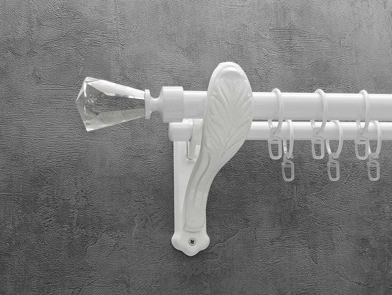 

Карниз Quadrum Лучета 320 см двойной Белый ретро 25/19 мм гладкая (кольца с крючками)