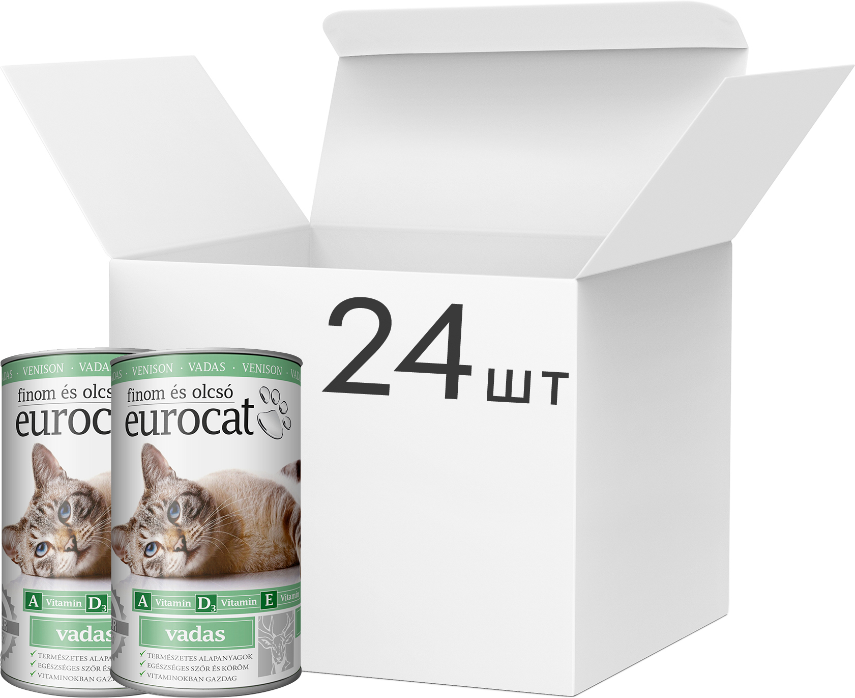 Акция на Упаковка влажного корма для взрослых котов EuroCat всех пород c олениной 24 шт по 415 г (5999886848149) от Rozetka UA
