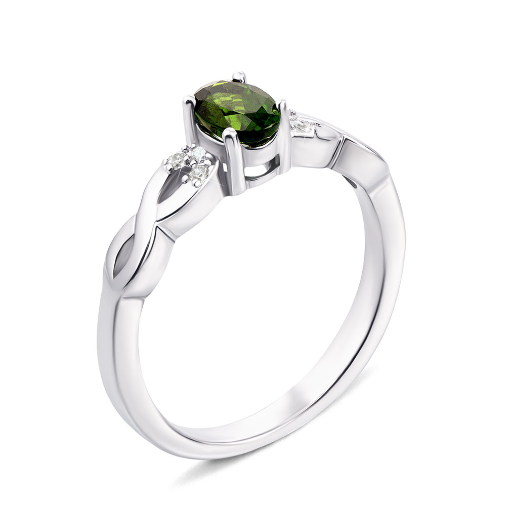 

Серебряное кольцо с хромдиопсидом и фианитами 000132140 16.5 размера