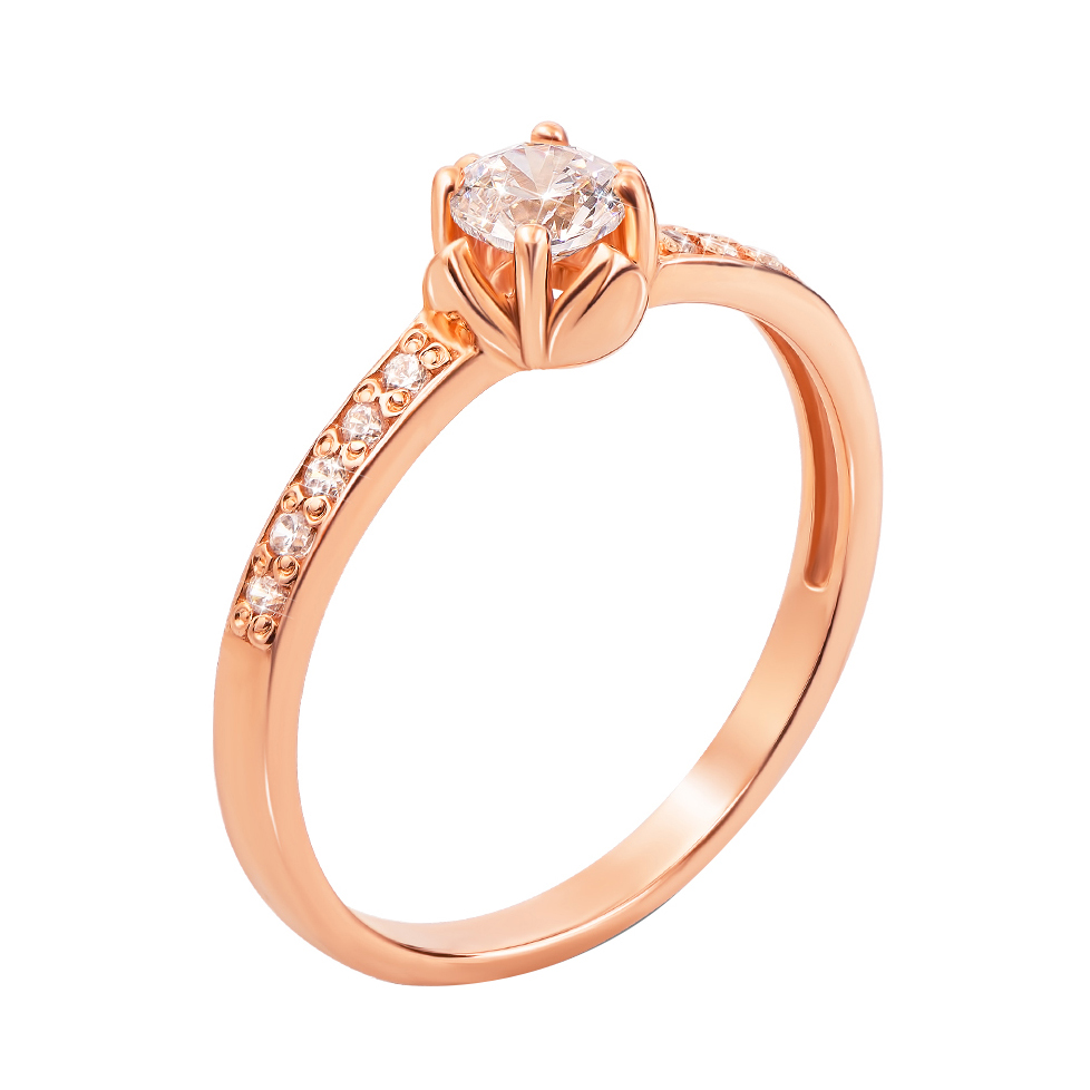 

Золотое кольцо Цветок на помолвку в красном цвете с фианитом S Zirconia 000128083 16.5 размера