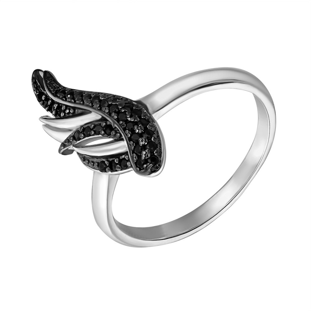 

Серебряное кольцо с черными фианитами 000132656 16.5 размера