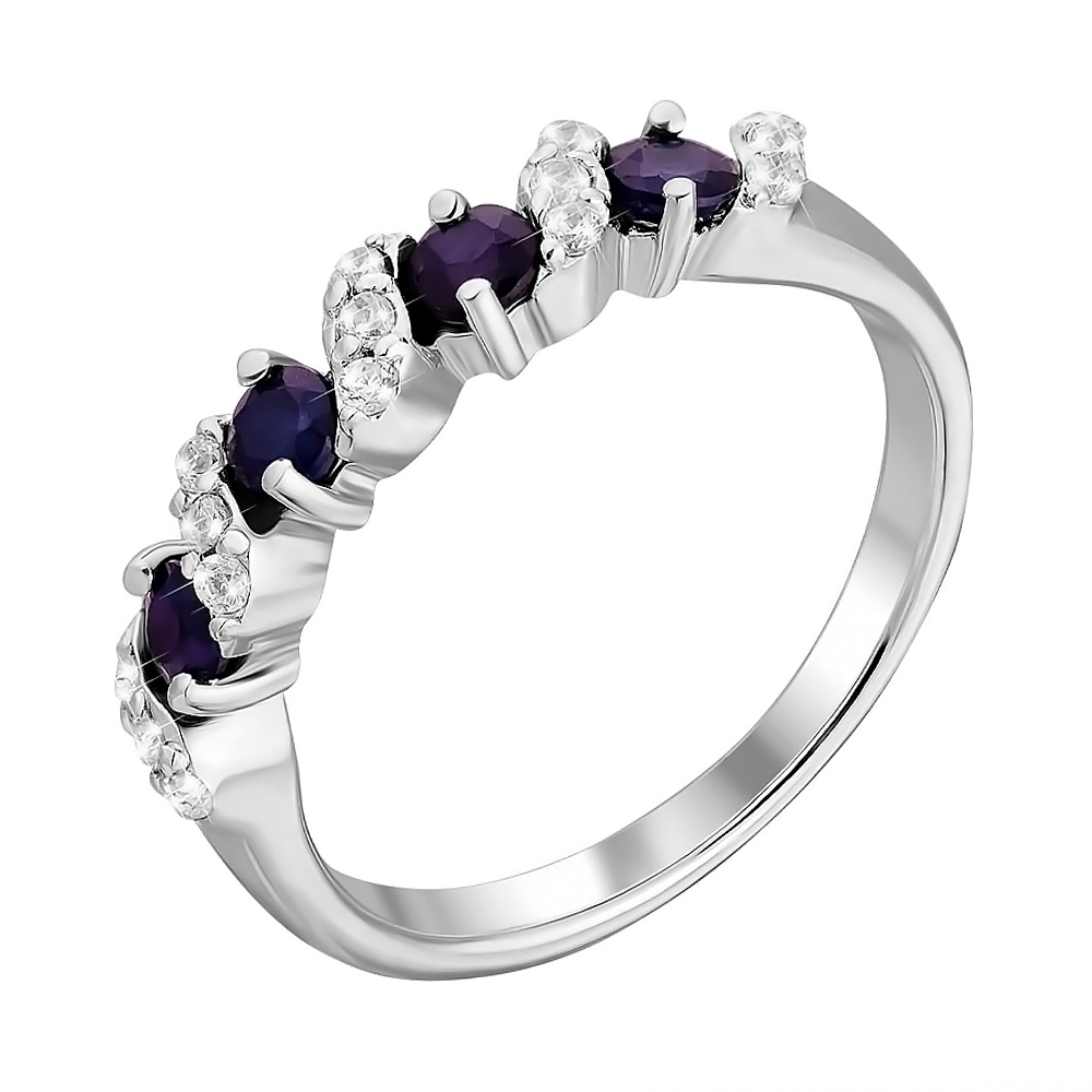 

Серебряное кольцо с сапфирами и фианитами 000125044 16 размера