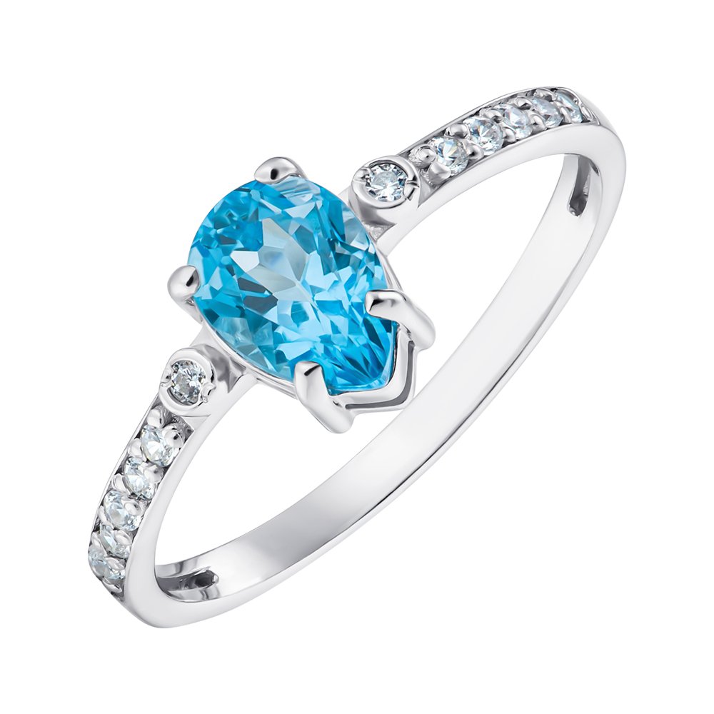 

Серебряное кольцо с топазом swiss и фианитами 000148916 18.5 размера