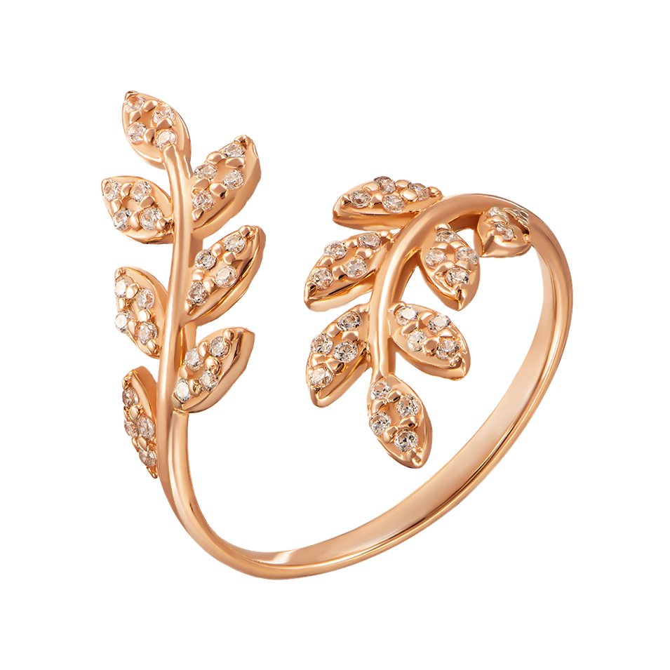 

Разомкнутое кольцо из красного золота с фианитами 000129710 16 размера