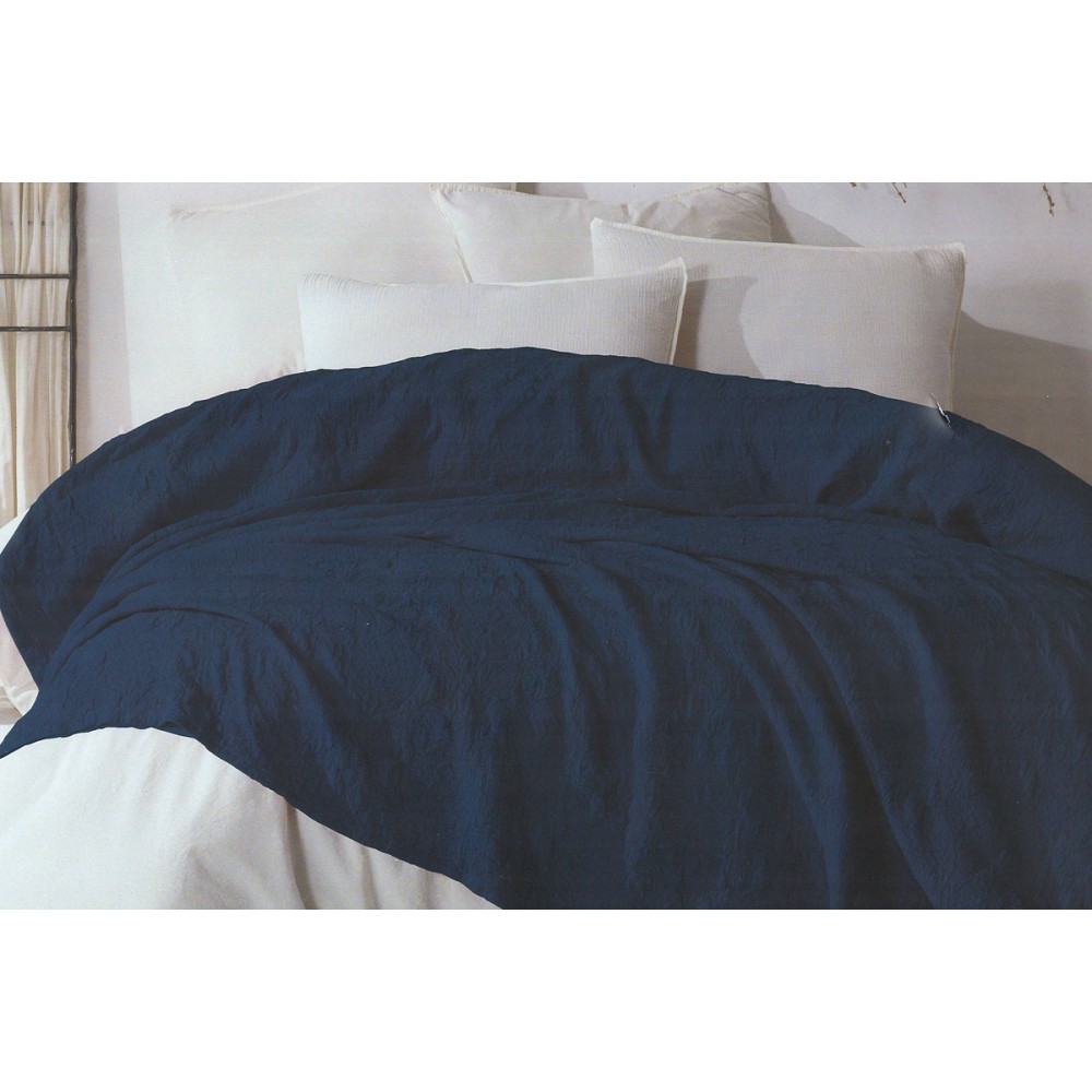 

Комплект покрывало хлопковое с наволочками SoundSleep Damask dark blue