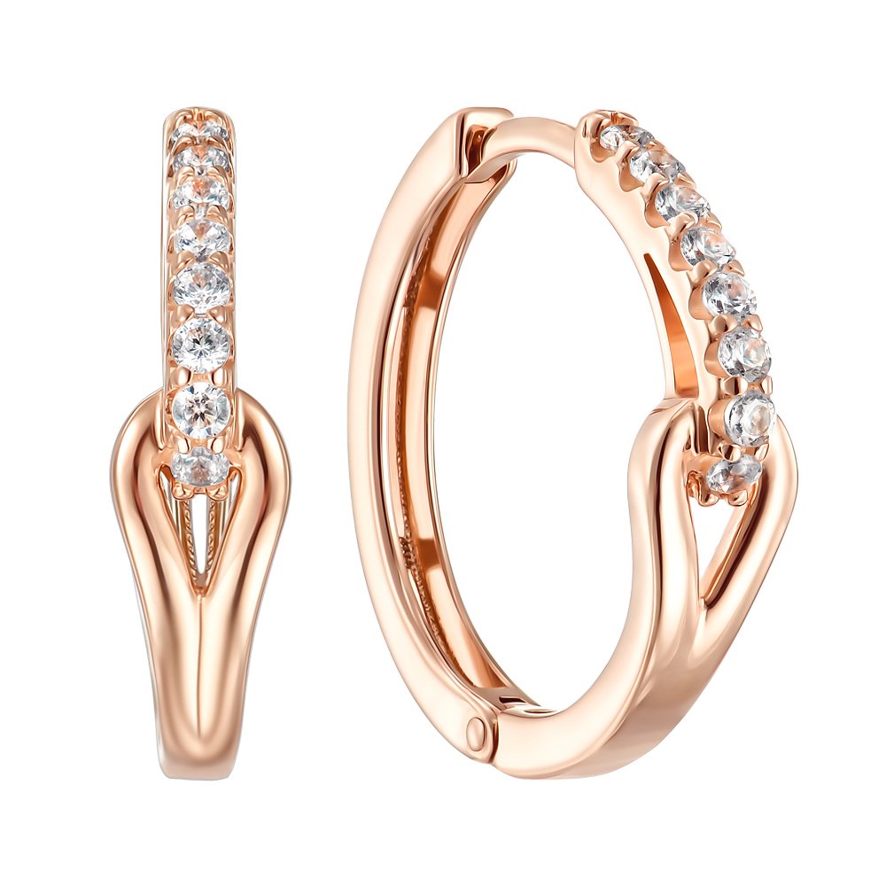 

Серьги-кольца из красного золота с фианитами 000152563
