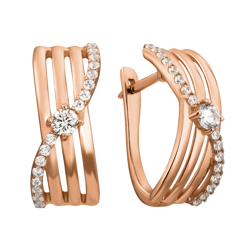 

Серьги из красного золота с фианитами 000115169