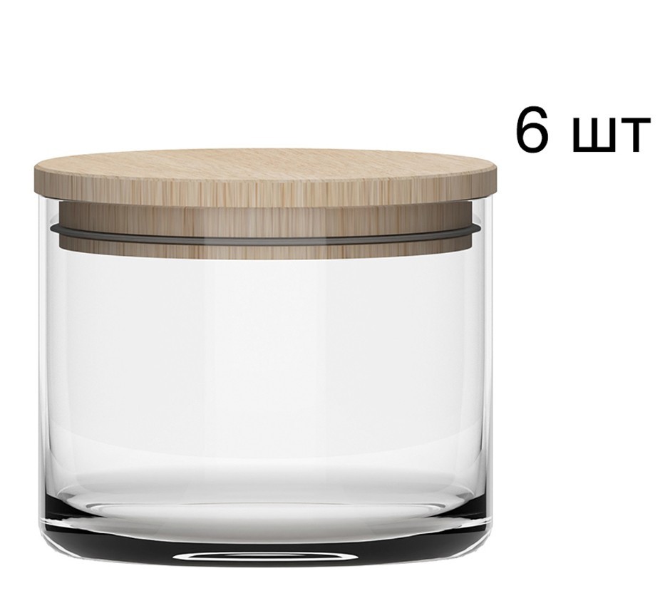 

Набор банок для хранения с деревянной крышкой Trend Glass 400 мл х 6 шт (03-5528-00-0100)