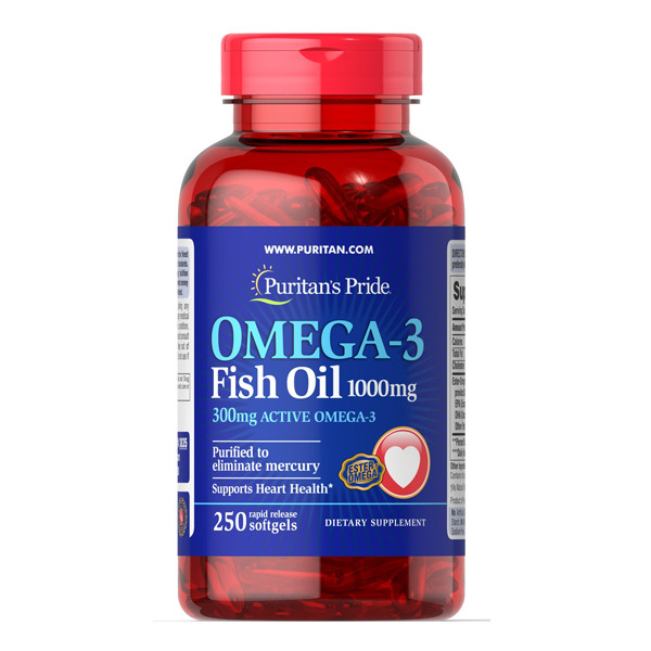 

Жирные кислоты Puritan's Pride Omega-3 Fish Oil 1000 мг 300 мг Active Omega-3 250 капсул