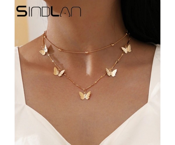 

Колье двойное из медицинской стали Sindlan Butterflies X0732 42