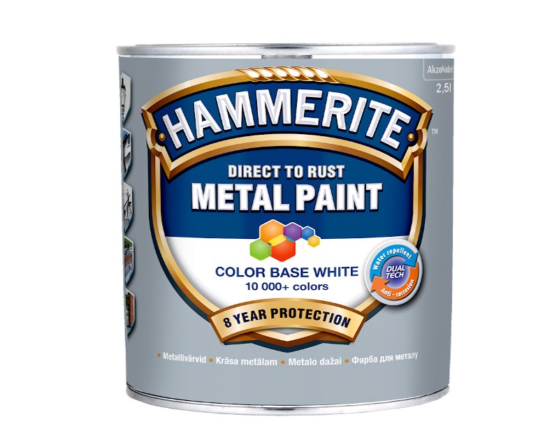 

Эмаль синтетическая HAMMERITE антикоррозионная белая - база BW 2,5л