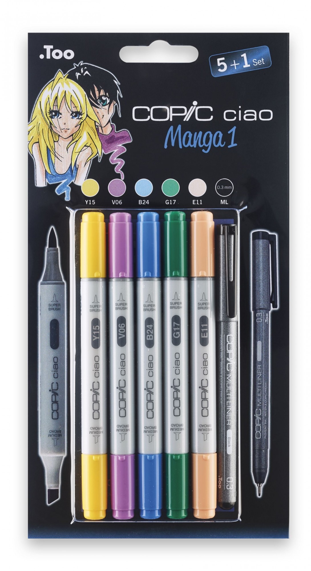 

Набор спиртовых маркеров Copic Ciao Set "5+1" Manga 1, Цвета для аниме. (22075556)