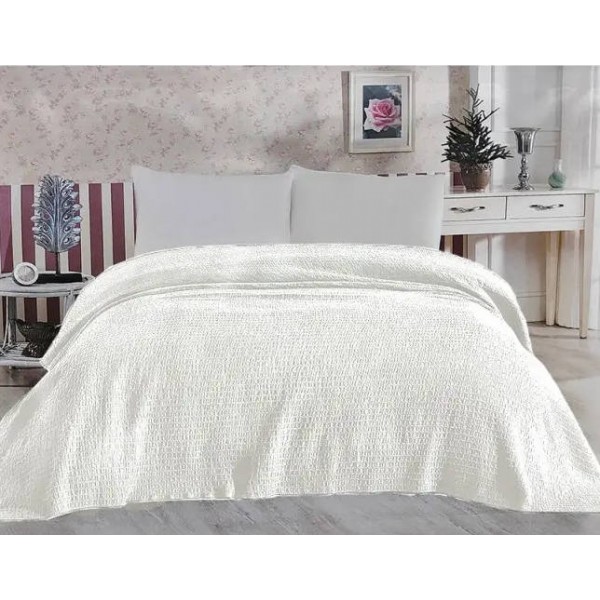 

Винтажное хлопковое покрывало DIAMOND MUSLIN KREM 220х240см крем