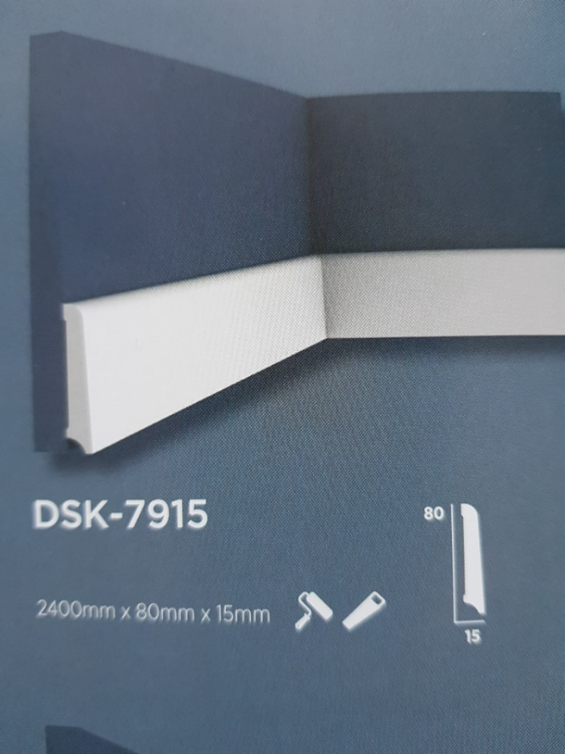 

Плинтус напольный дюрополимер Decolux DSK 7915 2400Х80Х15 белый