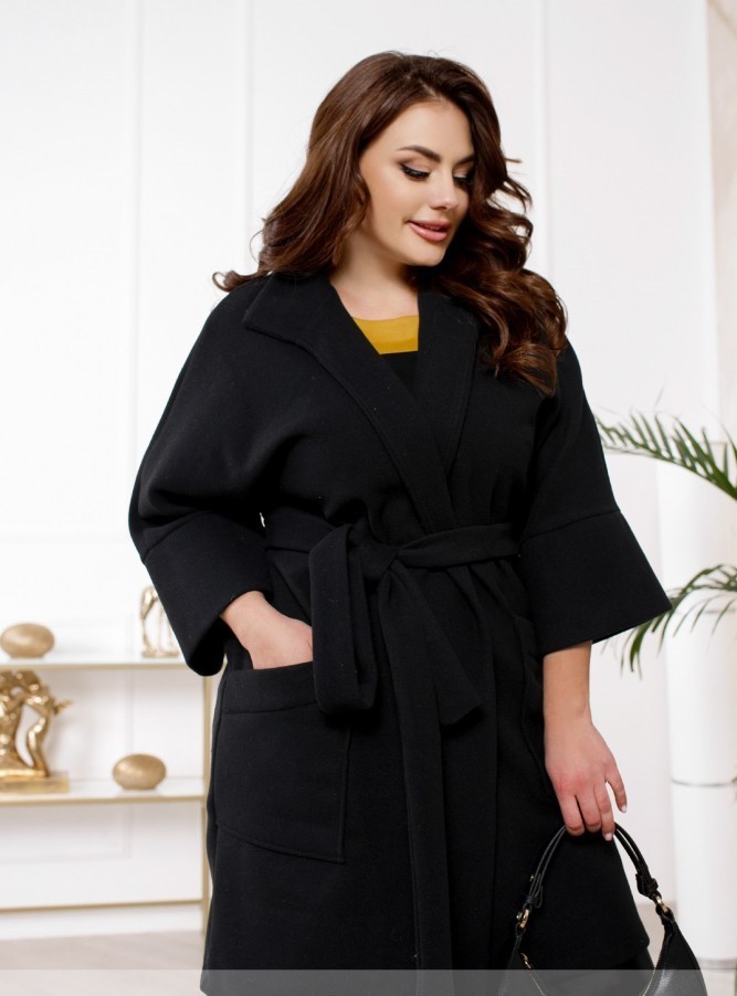 

Пальто Minova 11140 - Чорне, Пальто Minova 11140 66-68 Чорне