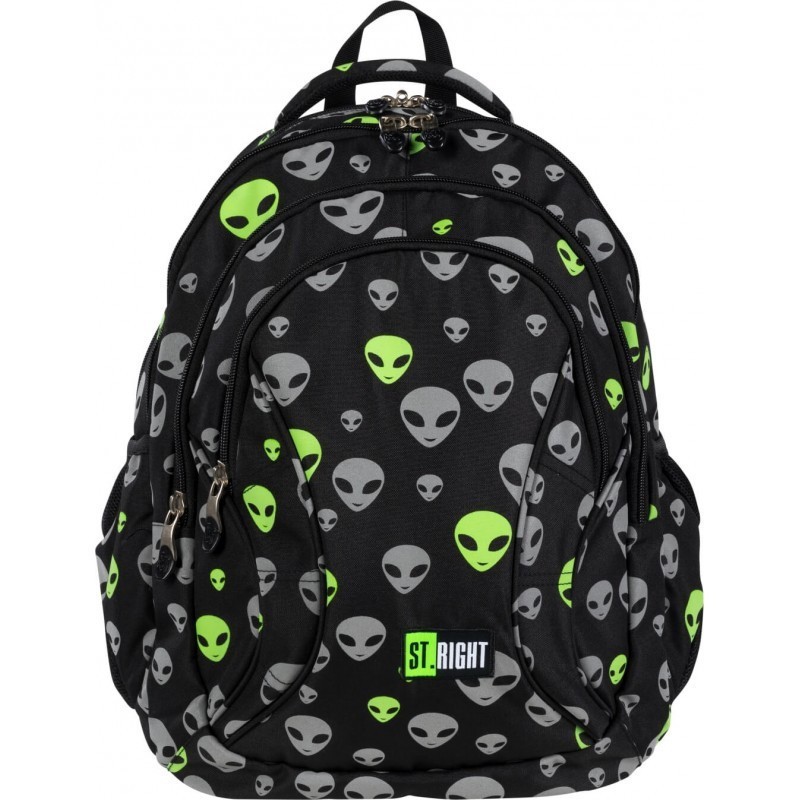 

Рюкзак школьный для мальчика светоотражающий BP-02 REFLECTIVE ALIENS St.Right черный 625732