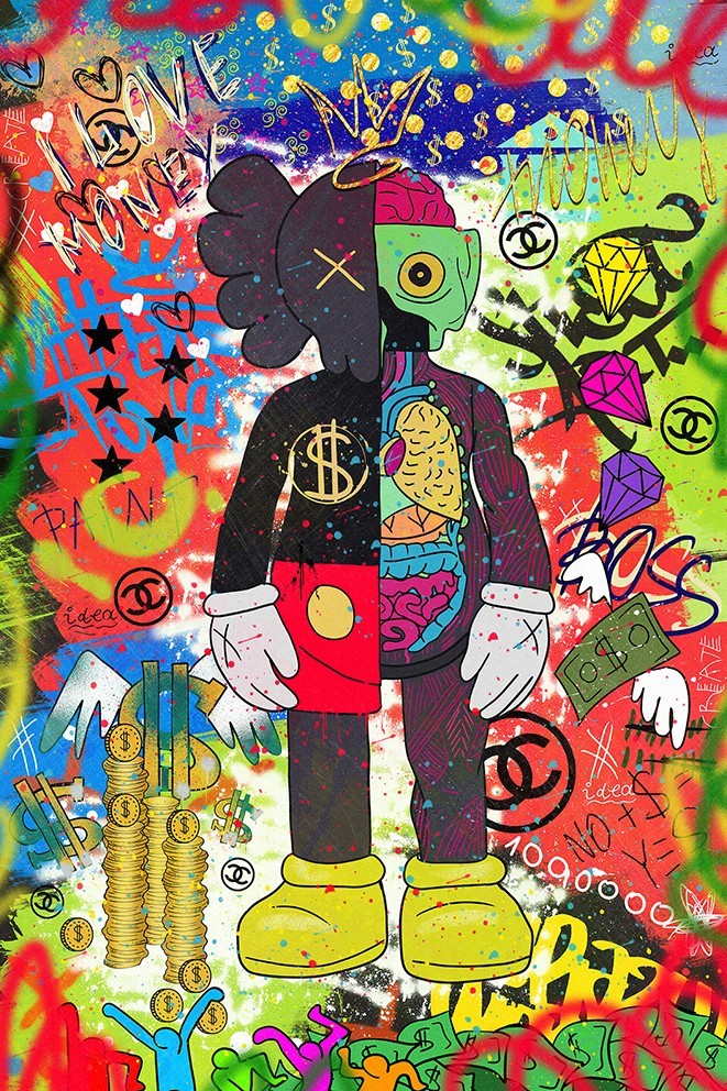 

Картина на холсте Микки Маус скелет мышцы граффити streetart 60х90 см