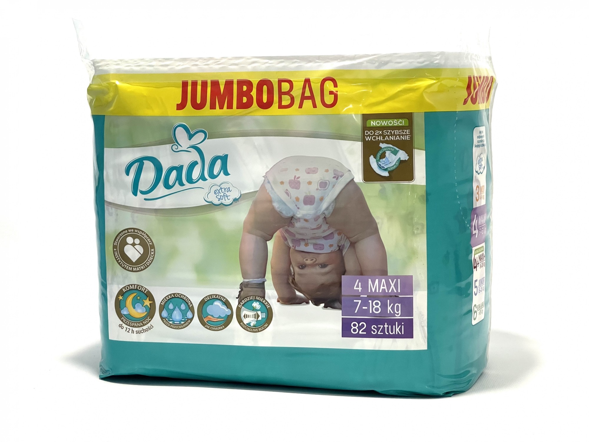 

Підгузки JUMBOBAG Dada Extra Soft 4 MAXI , (7-18 кг) , 82 шт