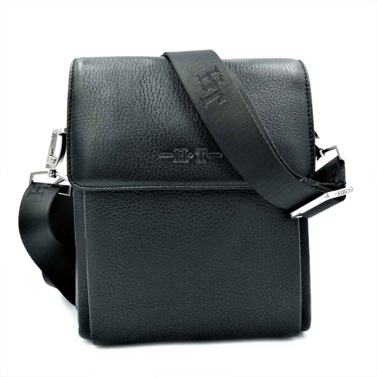 

Мужская кожаная сумка 21х18х7 см H.T.Leather Черный