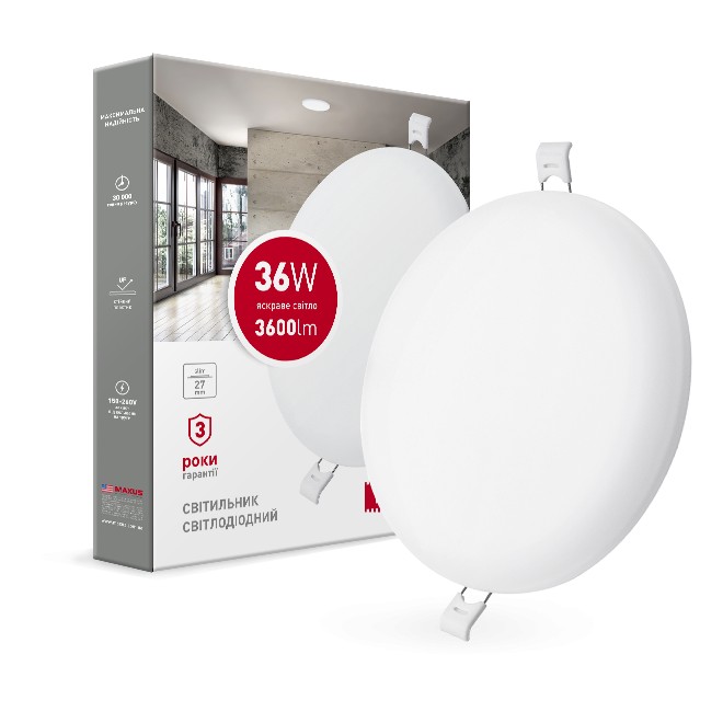 

Светильник врезной MAXUS SP edge 36W, 4100К (круг) 1-MSP-3641-C