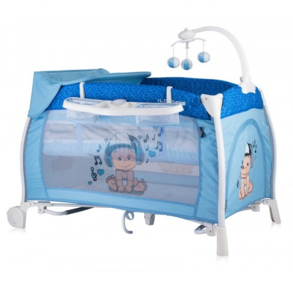 

Манеж-кроватка Bertoni I`LOUNGE 2L ROCKER Blue Music Boy (20337)