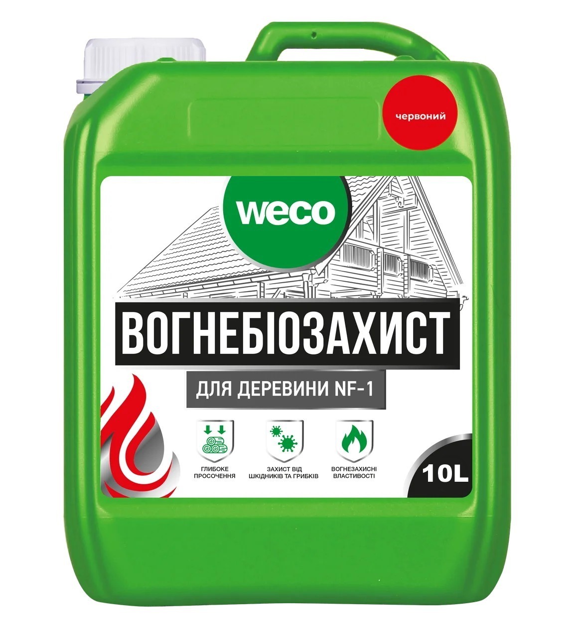 

Огнебиозащита для дерева NF-1 Weco красный 10л