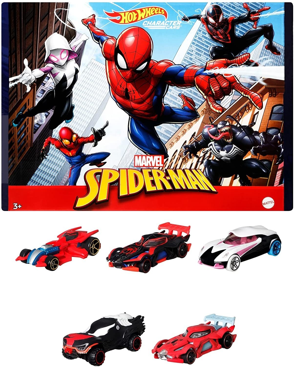 

Подарочный набор машинок Hot Wheels Marvel Spider-Man 5 шт. (HBY36)