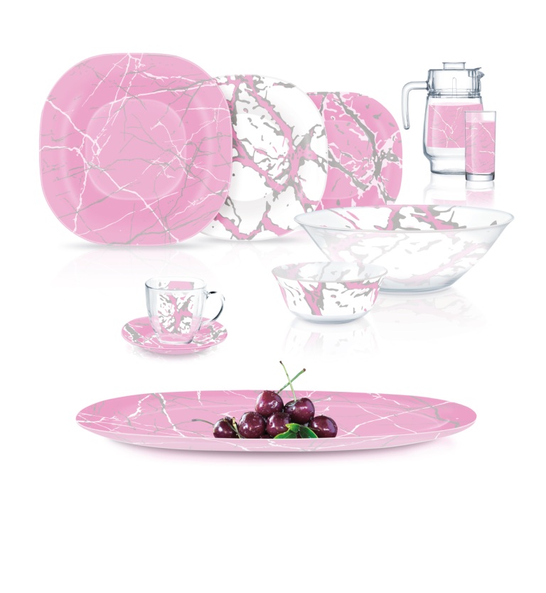 

Сервіз столовий Luminarc Carine Marble Pink Silver, 46 предметів
