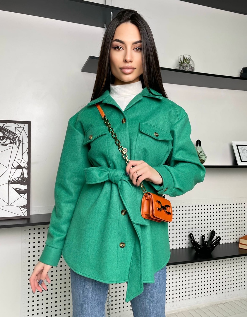 

Женское пальто-рубашка Le'Katrin 454-2L Трава