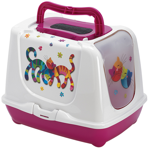 

Закрытый туалет для котов с угольным фильтром и совком, розовый Moderna Trendy Cat Friends Forever 50 х 39 х 37 см Moderna BGL-MD-391