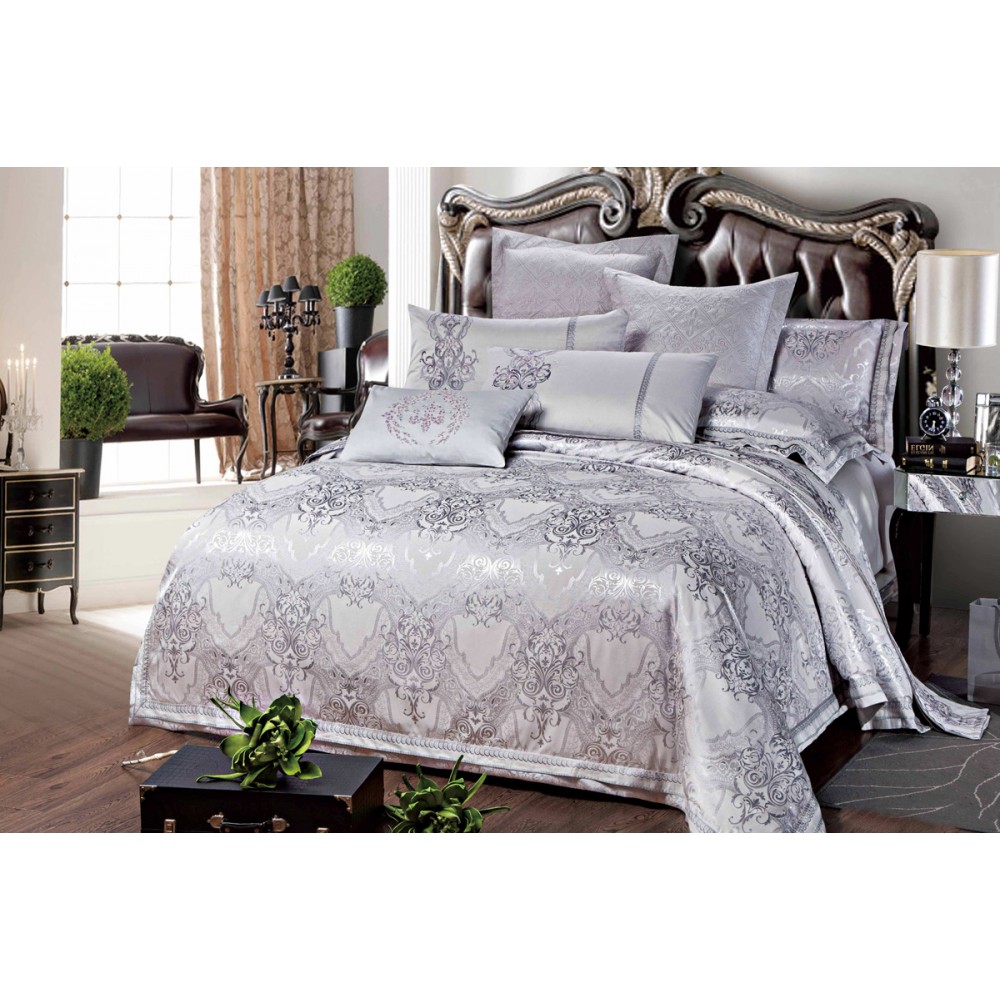 

Хлопковое постельное белье Livonia grey SoundSleep из жаккардового сатина семейное