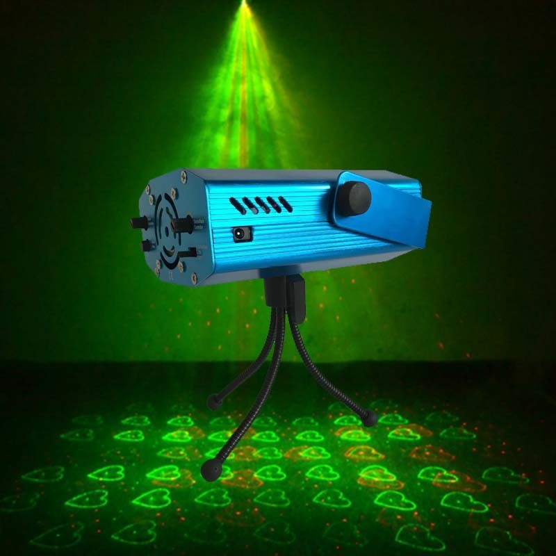 

Праздничный Лазерный проектор Диско Лазер 6 в 1 Mini Laser Stage Lighting SF-6E Синий Сердечки, звездочки, бабочки, точечки, I love you, снежинки.