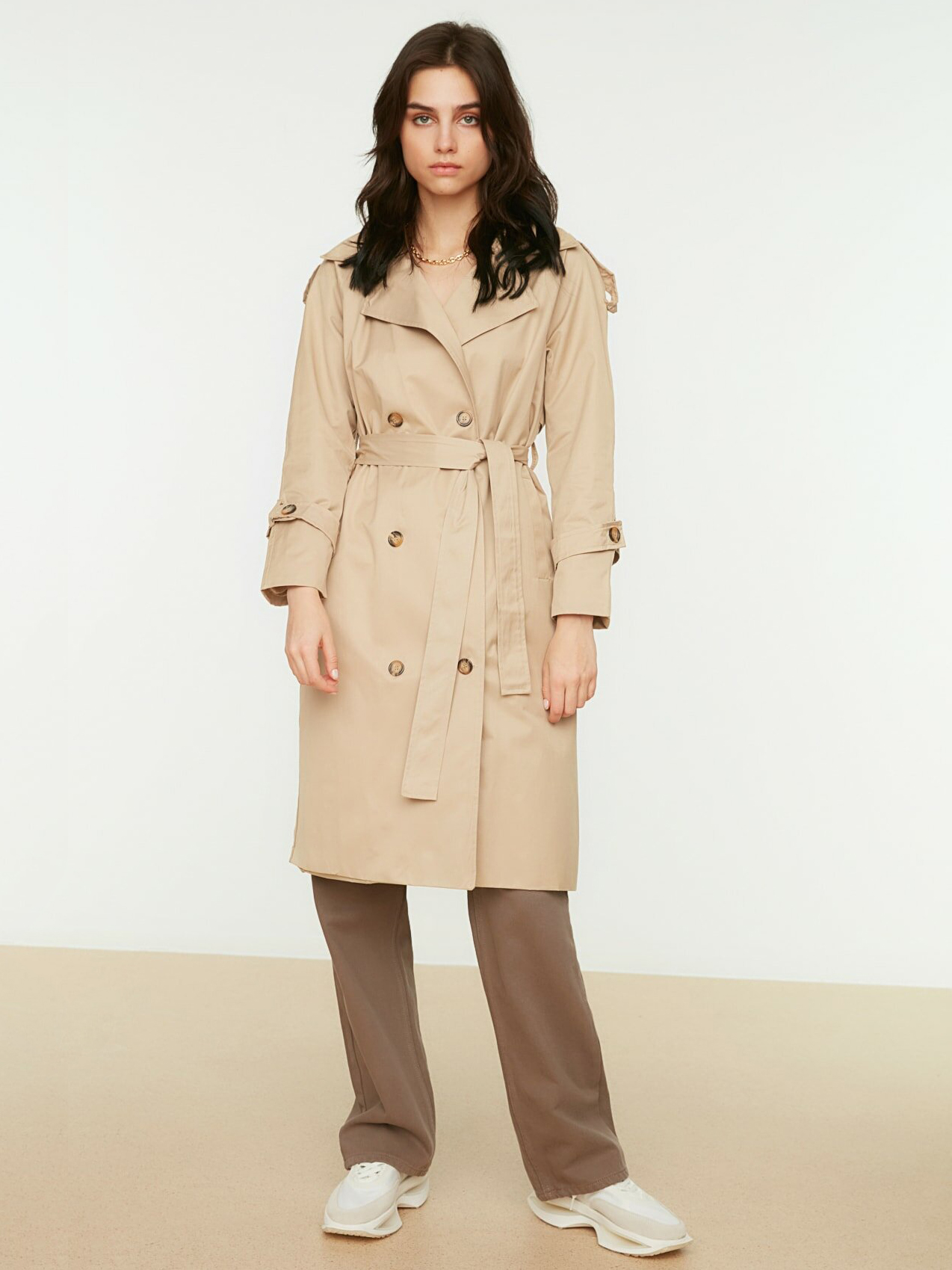 

Тренч Trendyol TWOSS20TR0012  Beige, Тренч Trendyol TWOSS20TR0012 38 Beige