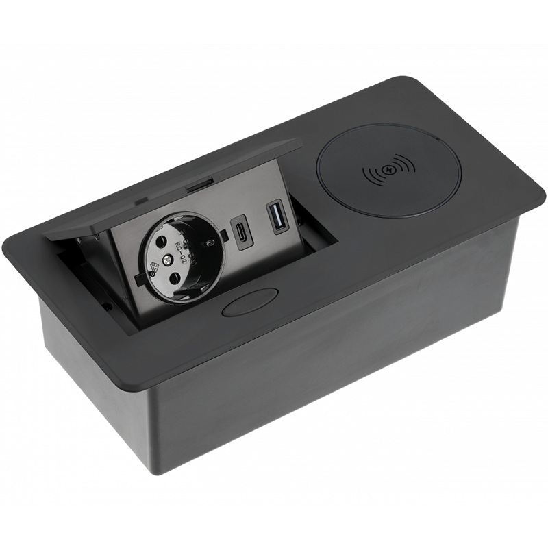 

Удлинитель AVARO PLUS 1 розетка SCHUKO + USB A+C WC 5W провод 1,5 м черный GTV (AE-PB1SAVAP-20)
