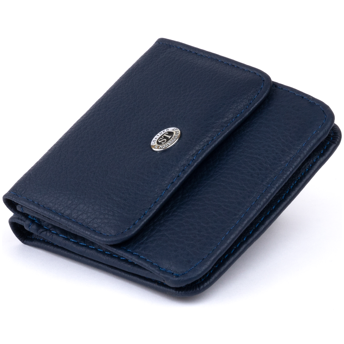 

Женский кожаный кошелек 9,5х9х1 см ST Leather Синий