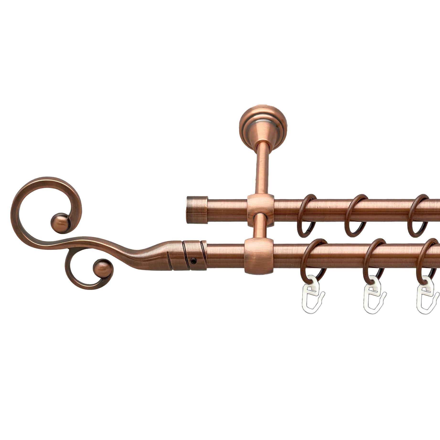 

Карниз Orvit Флорес металевий дворядний литий гладка труба кільце металеве Мідь 16\16 мм 280 см (00-00019746)