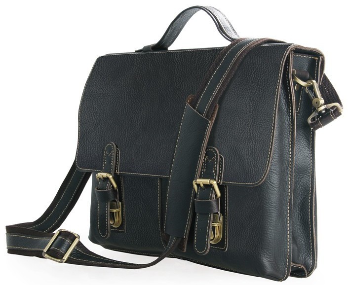 

Мужской кожаный портфель 38х30,5х7,5 см Vintage Темно-зеленый