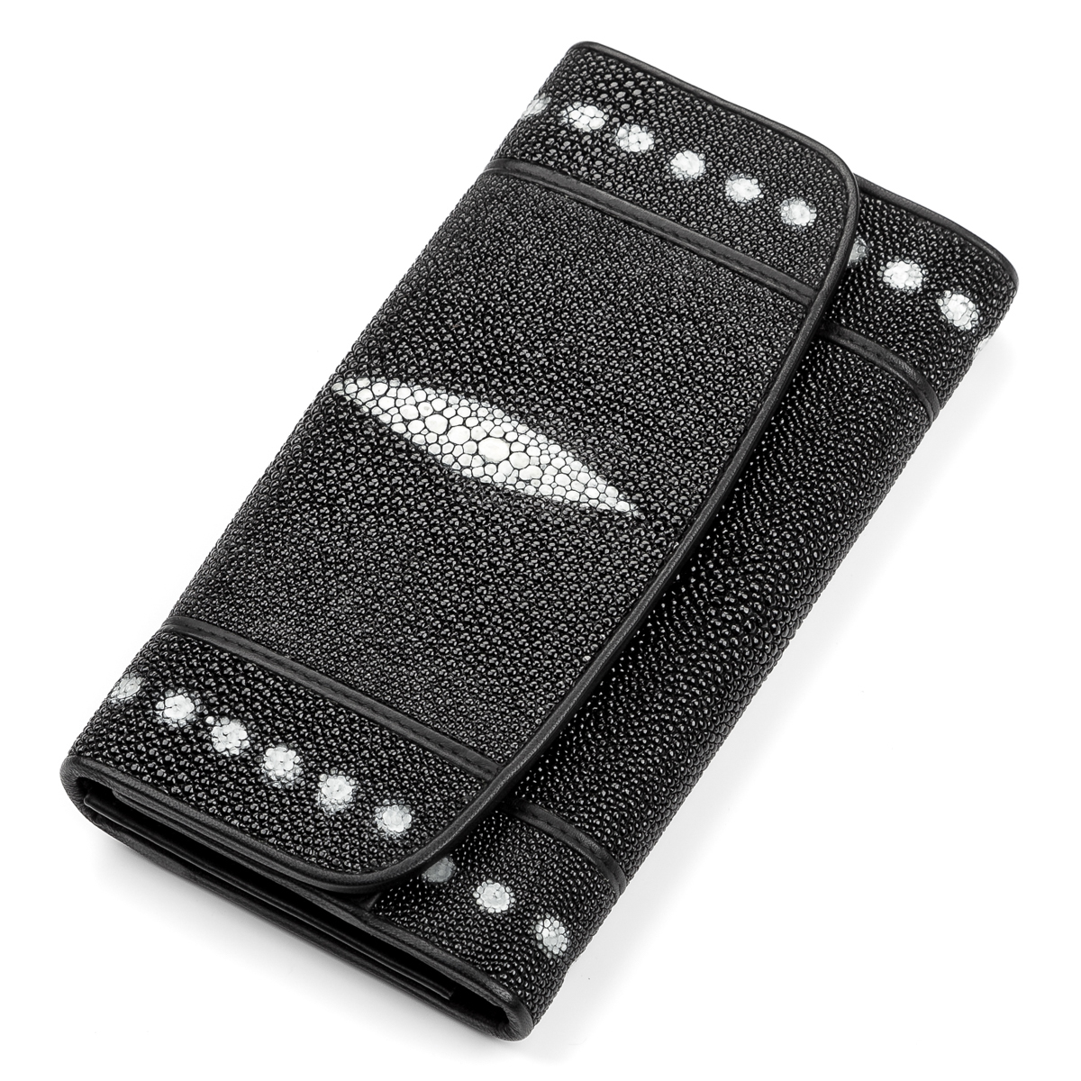 

Женский кожаный кошелек 19х10 см STINGRAY LEATHER Черный