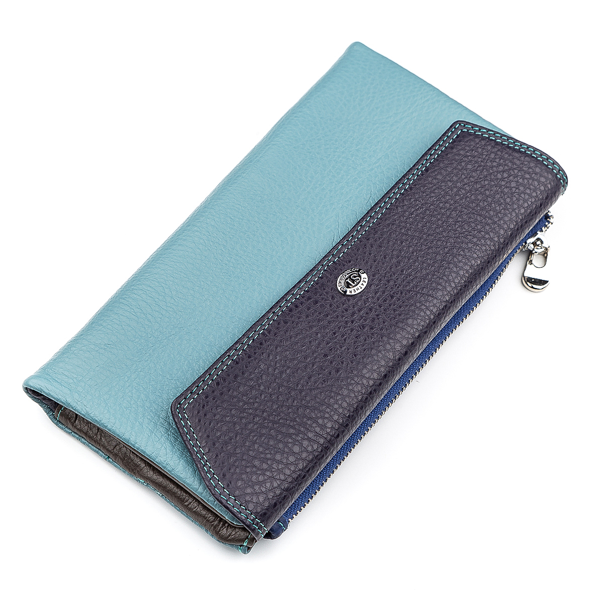 

Женский кожаный кошелек (SB42-2) 19,5х10х3 см ST Leather Голубой