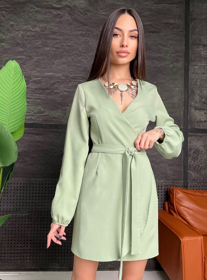 

Женское платье на запах Le'Katrin 5305-7XL Фисташковый