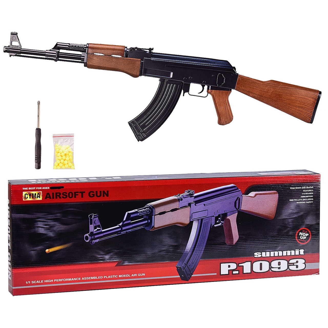 

Игрушечный металлический автомат AK-47 Airsoft Gun с защитными очками CYMA