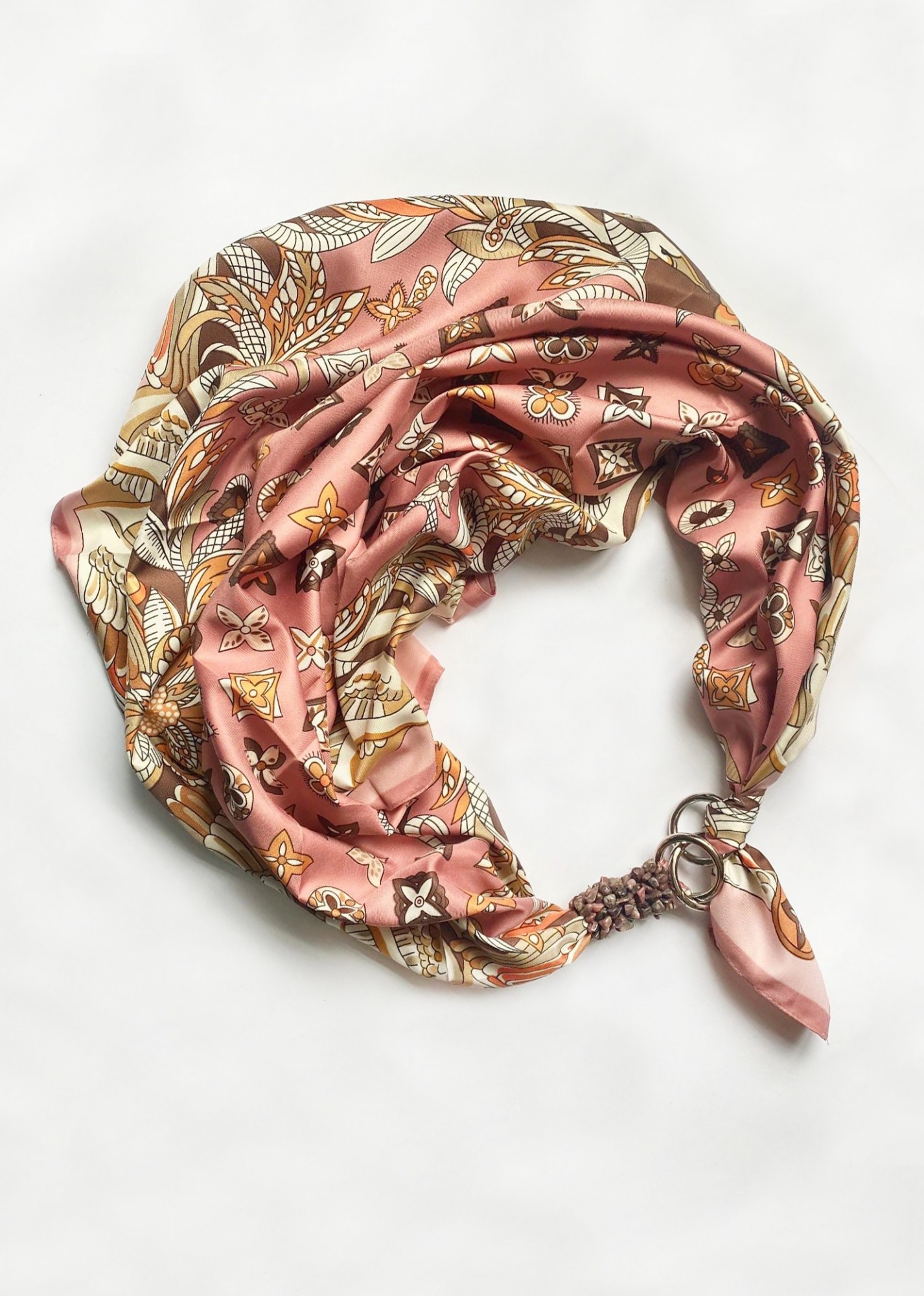 

Шелковый платок "Розовый капучино" My Scarf, шейный платок, подарок женщине